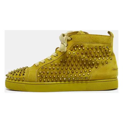 Christian Louboutin Yellow Suede Louis Spikes High Top Sneakers Size