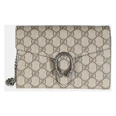 Gucci Beige GG Supreme Canvas Dionysus Chain Wallet