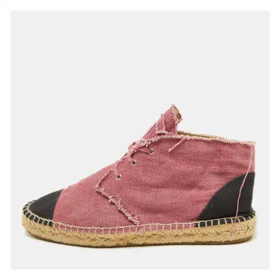 Chanel Pink/Black Canvas CC High Top Espadrille Flats Size