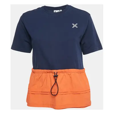 Kenzo Navy Blue/Orange Cotton Knit and Nylon Elasticized Top