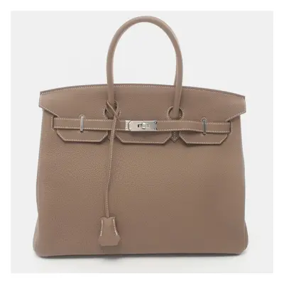 Hermes Brown Togo Leather Birkin Tote Bag