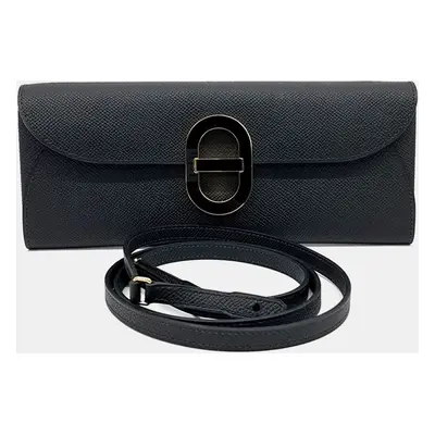 Hermes Black Leather Maillon To-Go Wallet