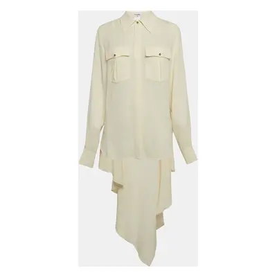 Chanel White Silk Long Sleeve Asymmetric Shirt