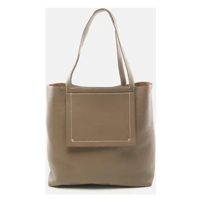 Hermes Brown Leather Cabas Elier Tote Bag