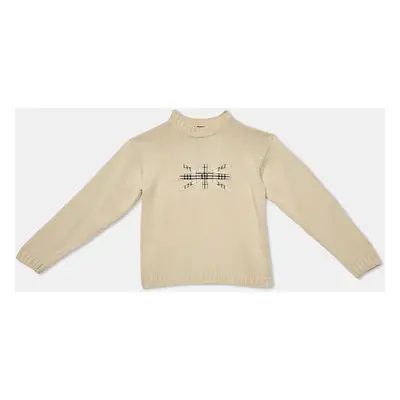 Burberry Beige Embroidered Cotton Full Sleeve Jumper Yrs