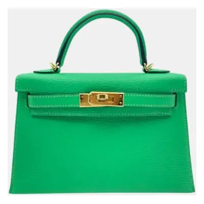 Hermes Vert Comic Chevre Leather Kelly Bag