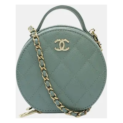 Chanel Light Green Caviar Leather Small Vanity Case Shoulder Bag