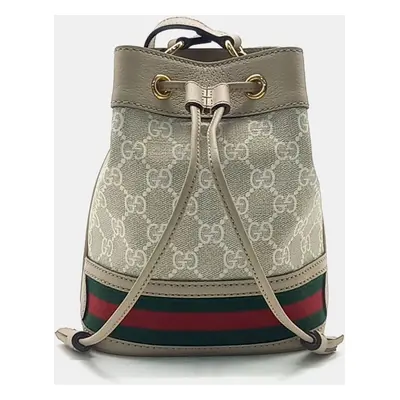 Gucci Beige Leather and PVC Ophidia mini bucket bag