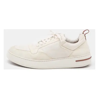 Loro Piana White Canvas and Suede Newport Low Top Sneakers Size