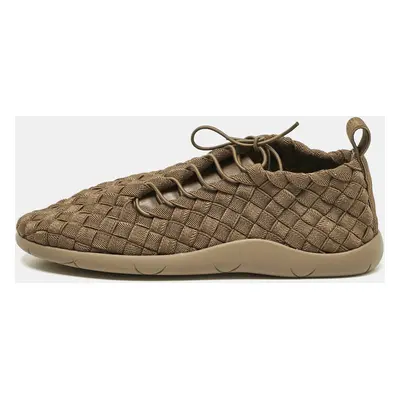 Bottega Veneta Olive Green Woven Fabric Elasticated Intrecciato Sneakers Size 41.5