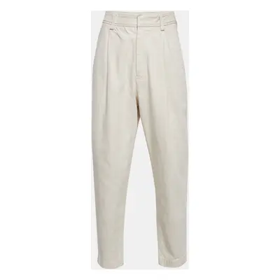 Zegna Off-White Gabardine Cotton Pleated Pants