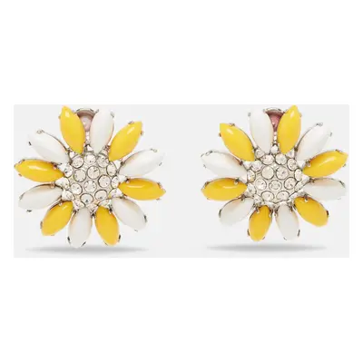 Miu Miu Composite Crystals Silver Tone Clip-On Earrings