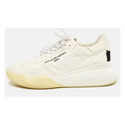 Stella McCartney White Fabric and Faux Suede Eclypse Low Top Sneakers Size