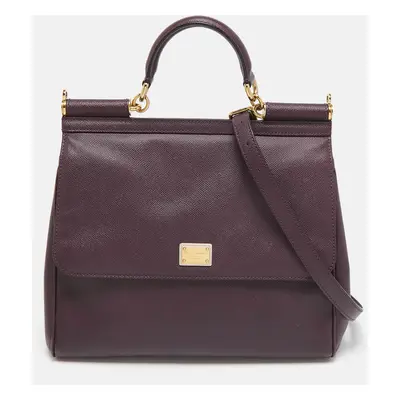 Dolce & Gabbana Plum Leather Miss Sicily Top Handle Bag