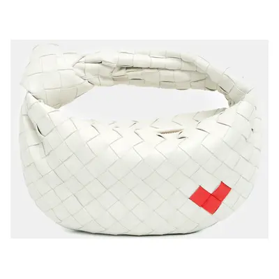 Bottega Veneta White/Red Nappa Intrecciato Mini Heart Jodie Bag