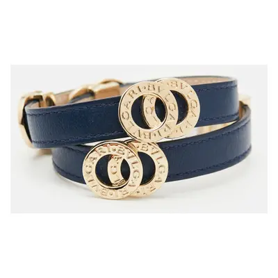 Bvlgari Bvlgari Leather Gold Tone Double Wrap Bracelet