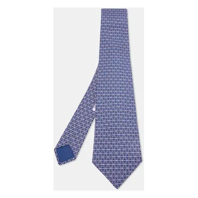 Hermès Blue/Purple Patterned Silk Classic Tie