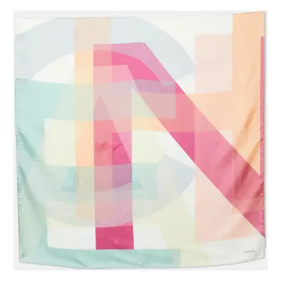 Chanel Multicolor Stacked Logo Print Silk Square Scarf