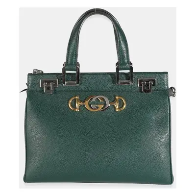 Gucci Dark Green Grainy Calfskin Small Zumi Top Handle Bag