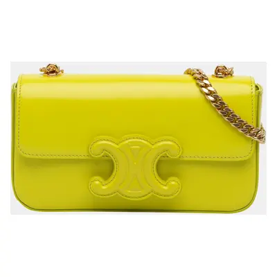 Celine Yellow Triomphe Calfskin Cuir Chain Shoulder Bag