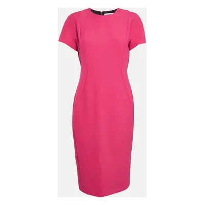 Victoria Beckham Pink Wool Blend Paneled Midi Sheath Dress