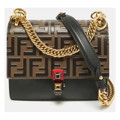 Fendi Brown/Black FF Leather Mini Kan I Shoulder Bag