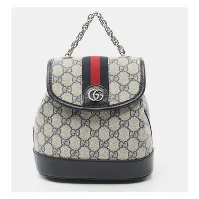 Gucci Offdia Gg Supreme Coated Canvas Leather White Navy Backpack