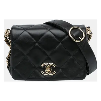 Chanel Black Mini Quilted Lambskin Multi Chain Flap