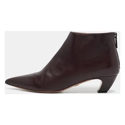 Dior Burgundy Leather Kitten Heel Ankle Boots Size