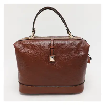 Valentino Brown Leather Roman Stud Satchel