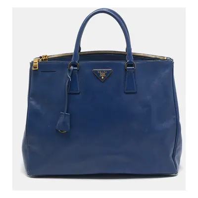 Prada Navy Blue Saffiano Lux Leather Executive Galleria Double Zip Tote