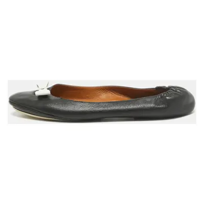 Fendi Black Leather Let's Dance Bow Ballet Flats Size