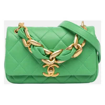 Chanel Green Small Quilted Lambskin Chain Is More Flap