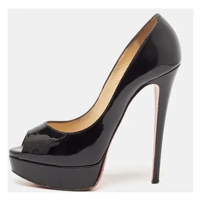 Christian Louboutin Black Patent Leather Lady Peep Pumps Size