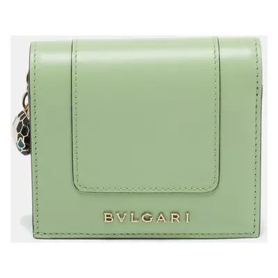 Bvlgari Mint Green Leather Serpenti Forever Trifold Wallet