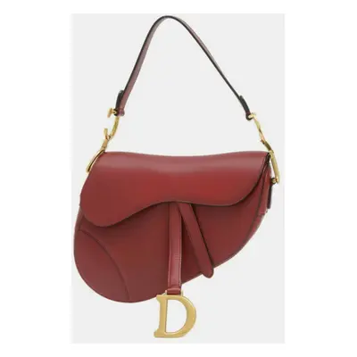 Dior Red Leather Saddle Bag