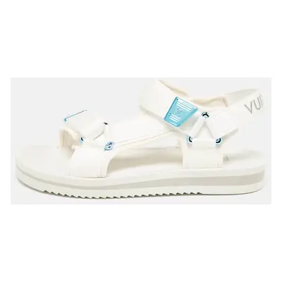 Louis Vuitton White Fabric Panama Flat Sandals Size