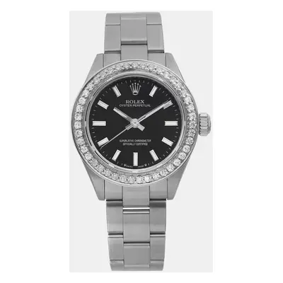 Rolex Black Diamond Stainless steel Oyster Perpetual Automatic Women's Wristwatch mm