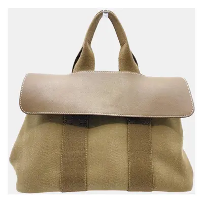 Hermes Beige Canvas and Leather Valparaiso PM Handbag