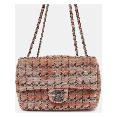 Chanel Pink Sequins Leather CC Flap Chain shoulder Bag