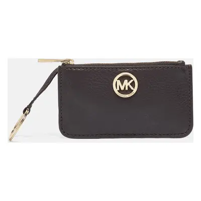 Michael Kors Dark Brown Leather Top Zip Coin Purse