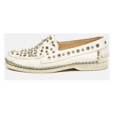 Christian Louboutin White Leather Yacht Loafers Size 40.5