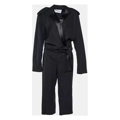 Max Mara Black Cotton Dover Wide-leg Cady Jumpsuit