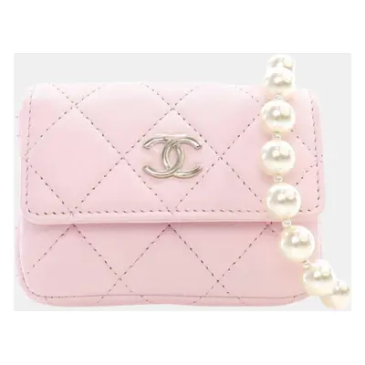 Chanel Pink Quilted Lambskin Pearl Chain Belt Bag