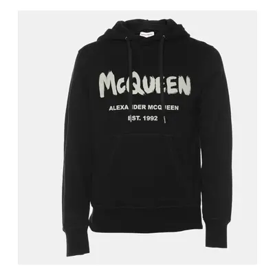 Alexander McQueen Black Jersey Logo Print Hoodie Sweatshirt