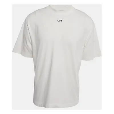 Off-White White Embroidered Cotton Crew Neck Oversized T-Shirt