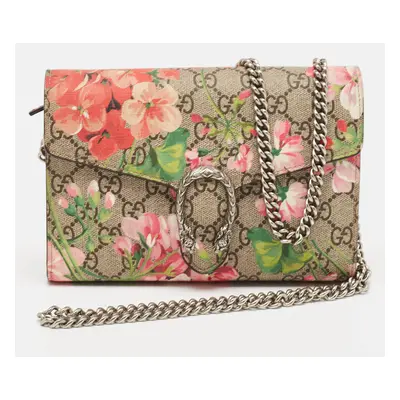 Gucci Pink/Beige GG Supreme Canvas and Suede Mini Blooms Dionysus Shoulder Bag