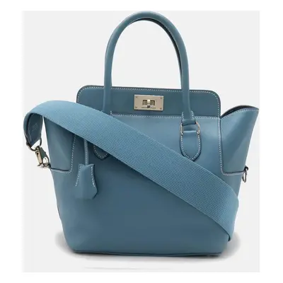 Hermes Blue Leather Toolbox Handbag