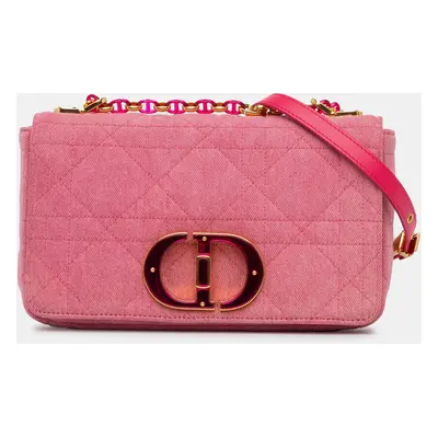 Dior Pink Medium Denim Macrocannage Caro Bag