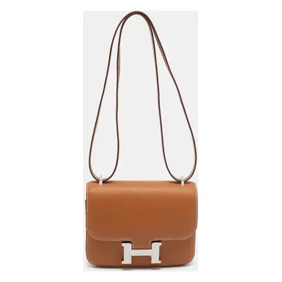 Hermès Gold Epsom Leather Palladium Finish Constance Mini Bag